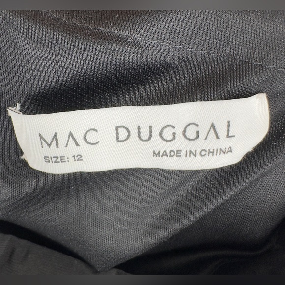 Mac Duggal Black Dress Size 12 One Shoulder Midi Formal Stretch Elegant A12480 - Picture 6 of 10